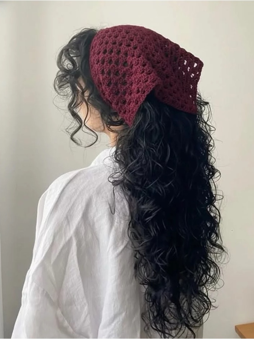 Handmade cranberry Crochet Headscarf - Women Accessories